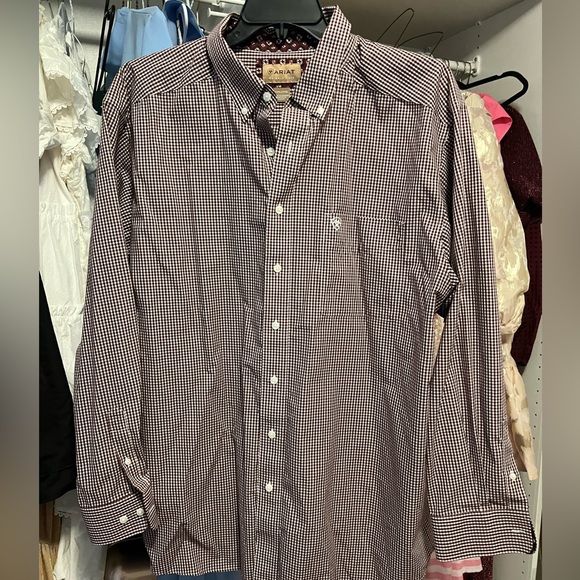 Ariat Men's Casual Brown Plaid Shirt - Picture 1 of 3